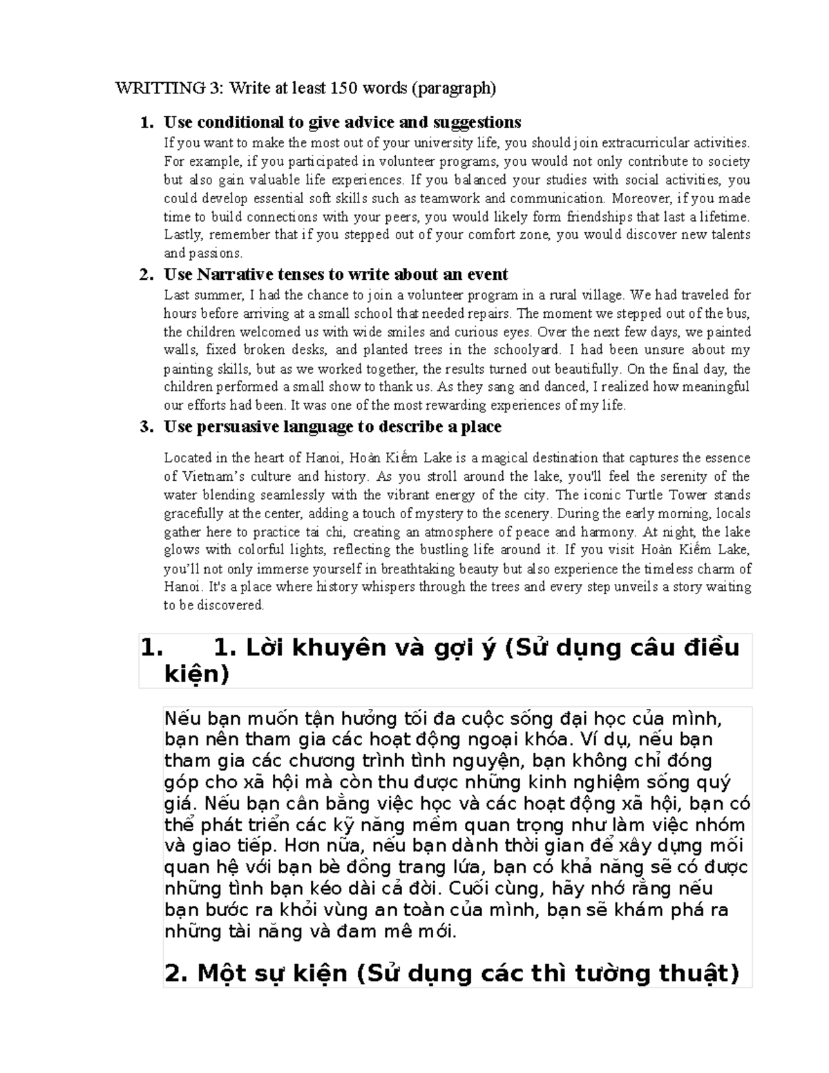 TA3 - hay dễ hiều - WRITTING 3: Write at least 150 words (paragraph) 1 ...