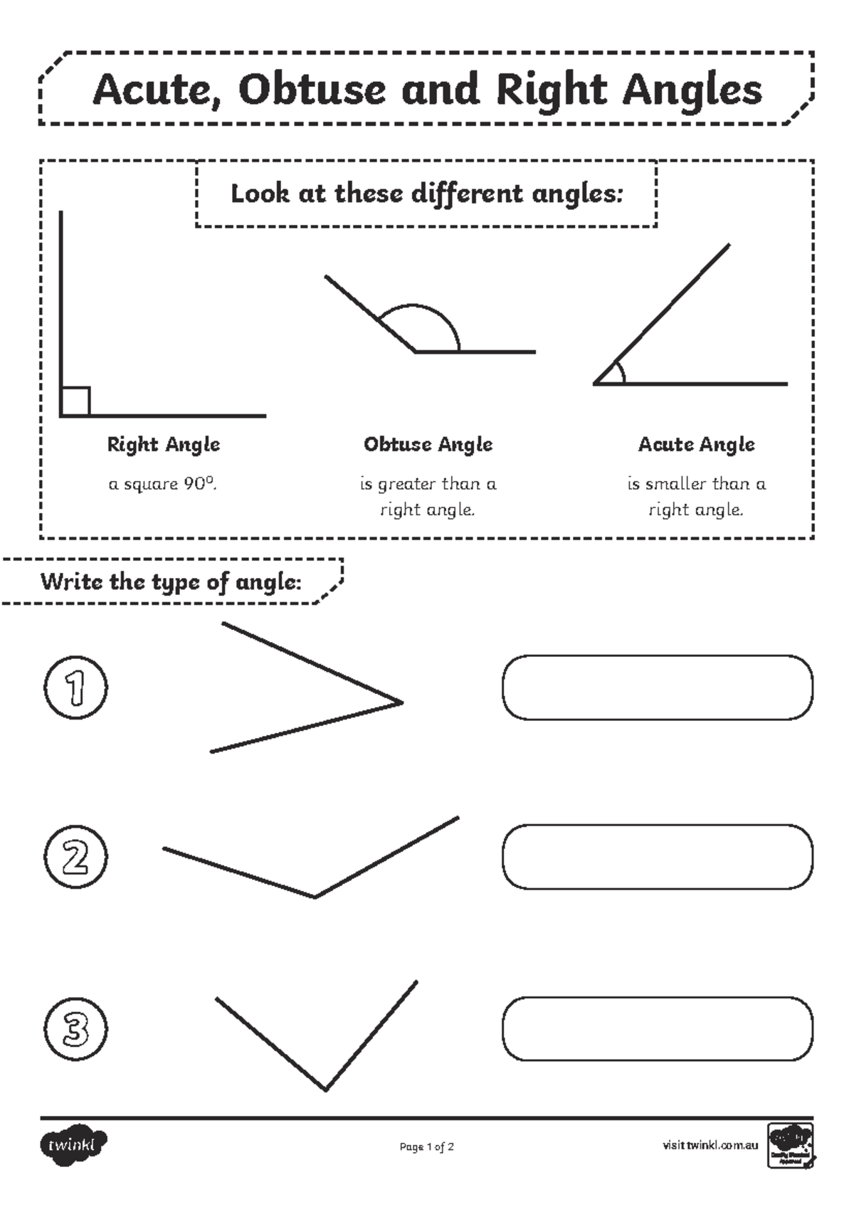 Acute Obtuse And Right Angle Worksheets Worksheet24