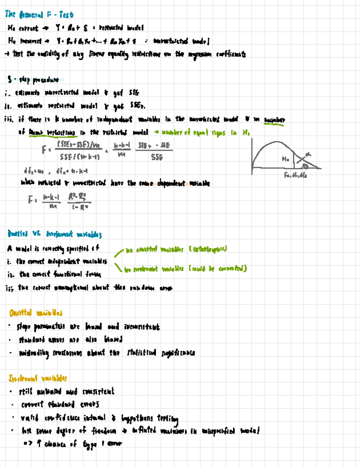 Week 7- General F Test - Week 7 lecture notes - The General F - Test Ho ...