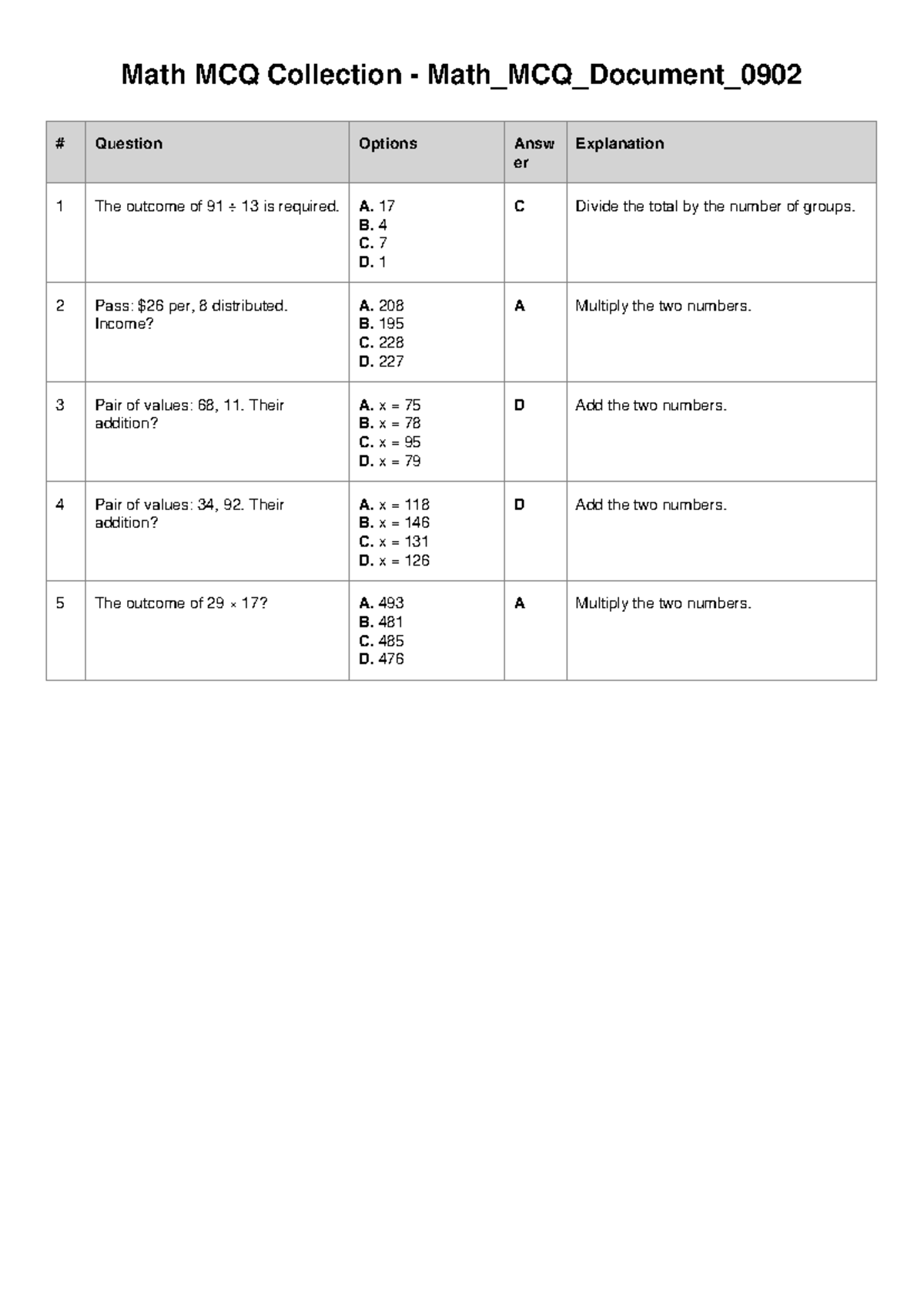 Math MCQ Collection - CISC3026 Software Engineering Principles - Studocu
