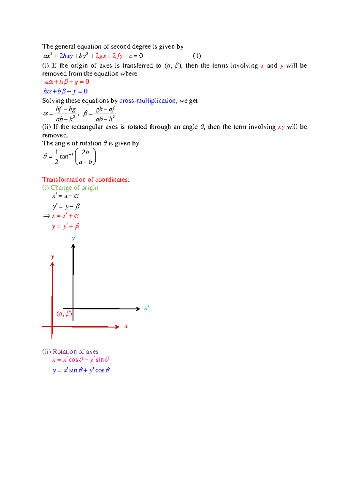 Lecture 1: General Equation of Second Degree Transformations (DBPG ...