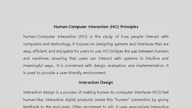Human-Computer Interaction (HCI) Principles Overview - Studocu