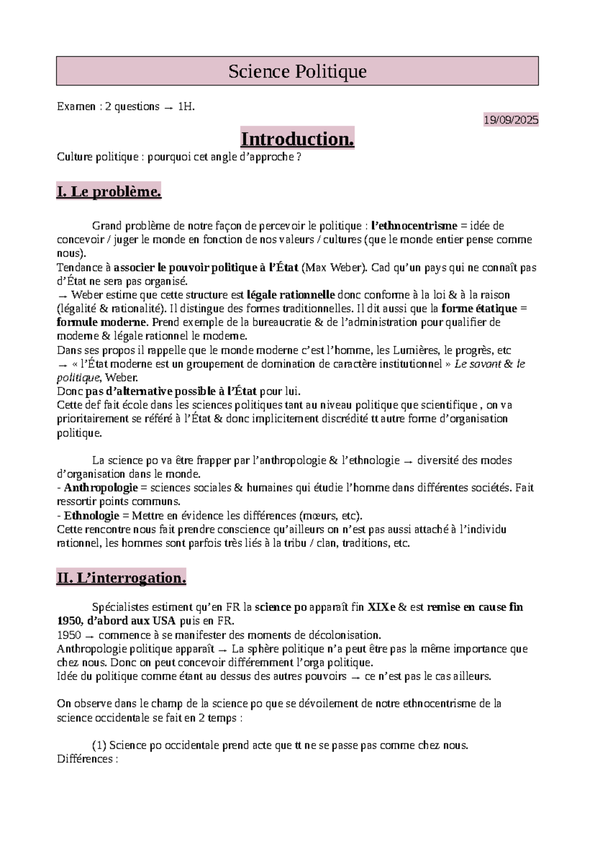 Science Politique S3 : Examen sur Hobbes et Tönnies - Studocu