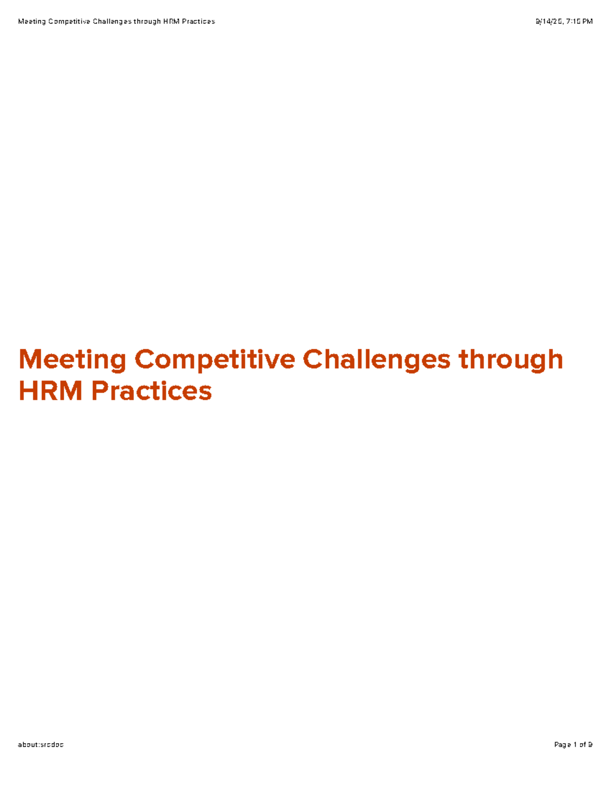 Meeting Competitive Challenges through HRM Practices: Strategies for ...