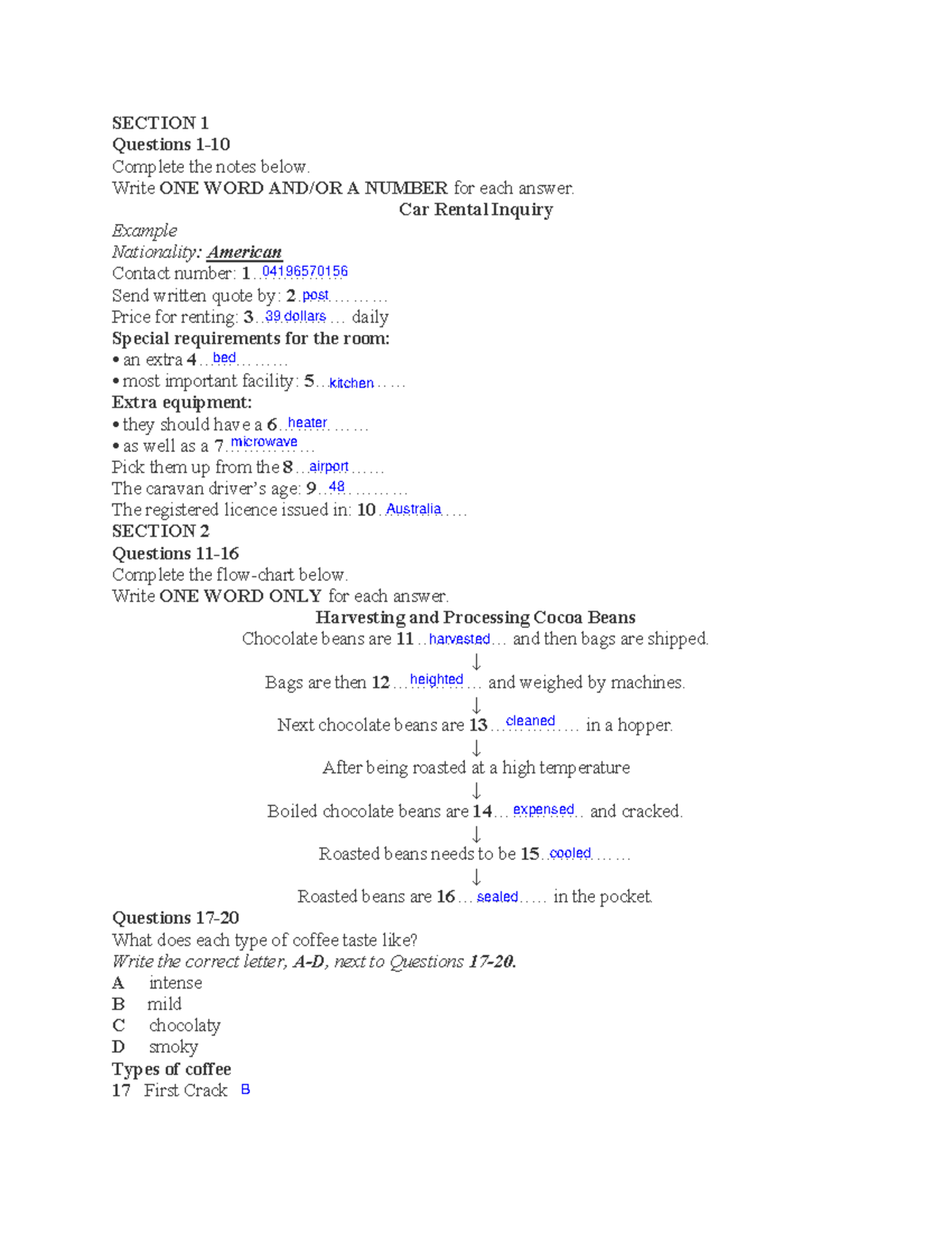 IELTS Listening WEEK 20: Complete Notes and Questions - Studocu