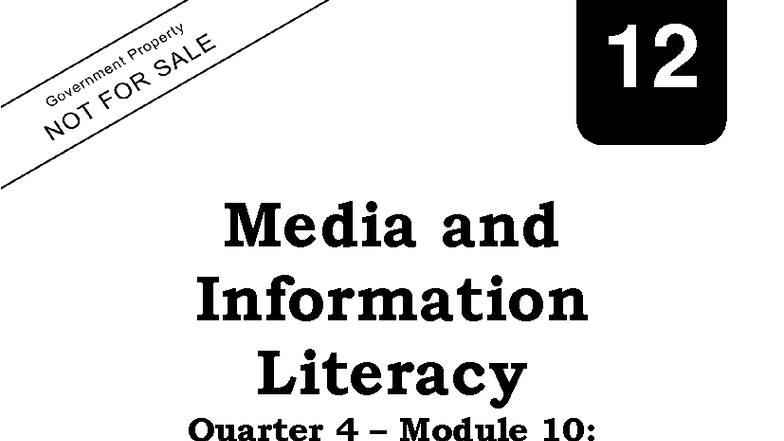 Grade 12 Media and Information Literacy Q4 Module 10: Text Info & Media ...