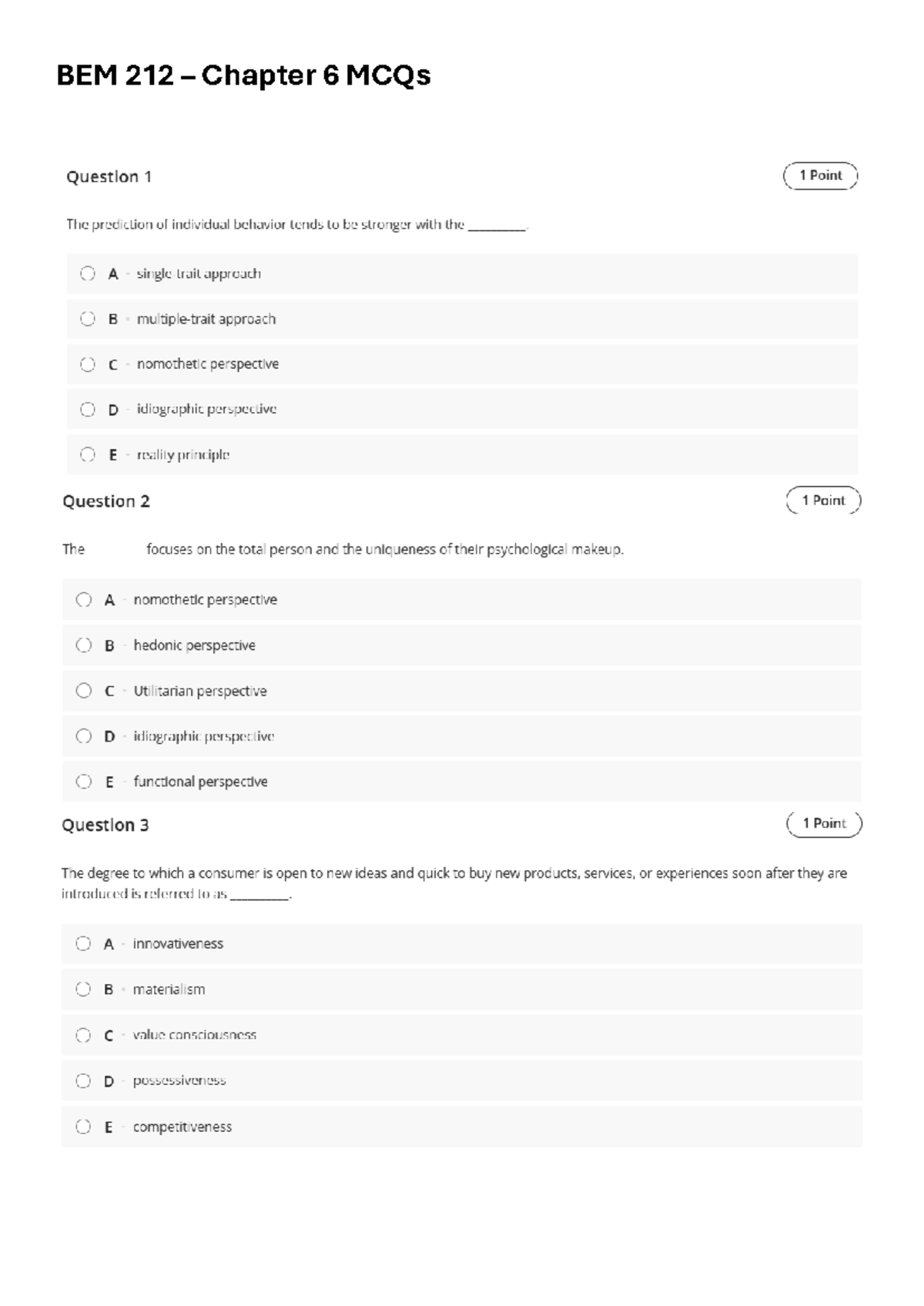 BEM 212 - Chapter 6 Multiple Choice Questions (MCQs) - Studocu