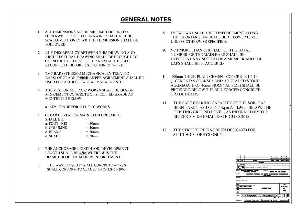General Notes for Structural Design - 10 12 H - Studocu