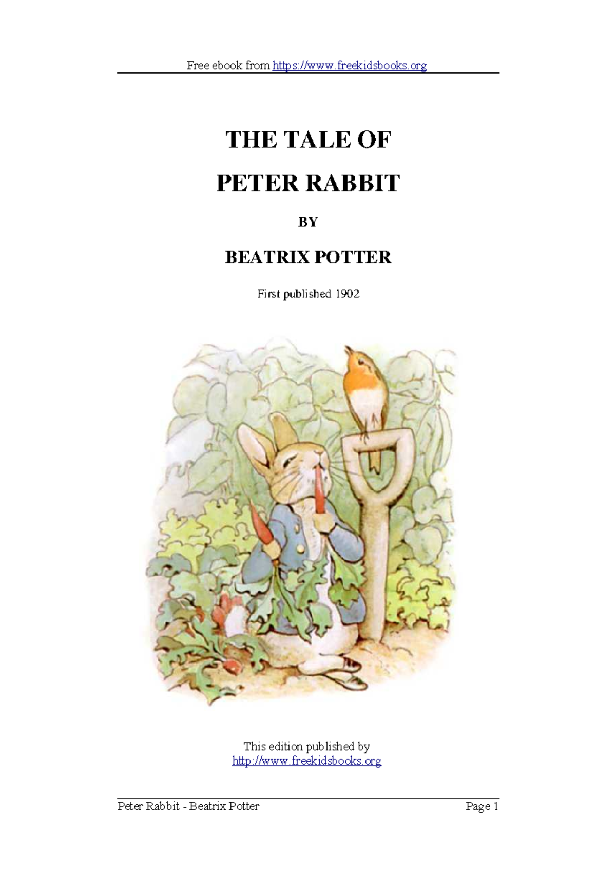 Peter Rabbit FKB Kids Stories - THE TALE OF PETER RABBIT BY BEATRIX ...