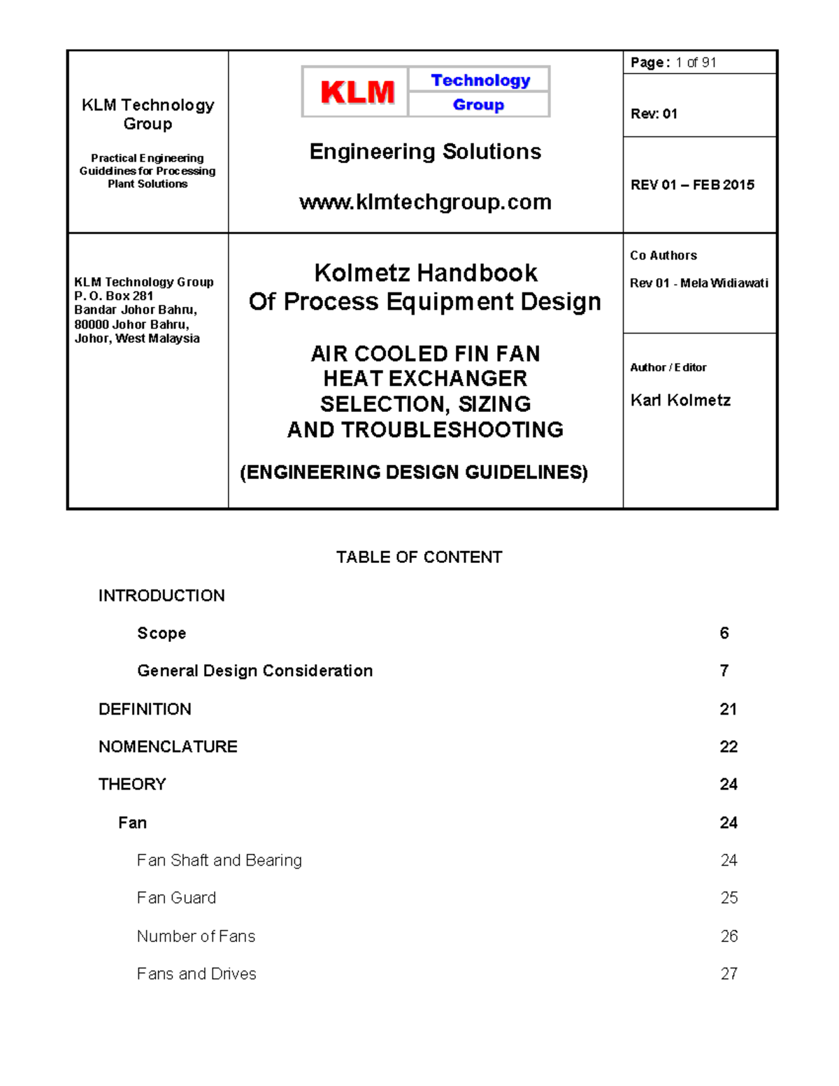 Engineering Design Guidelines for Fin Fan Air Coolers Rev: 01 - Studocu