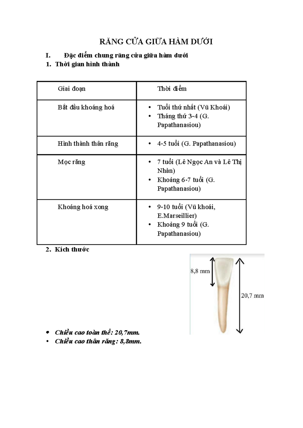Răng Cửa Giữa Hàm Dưới: Đặc Điểm và Hình Thái - 12345 - Studocu