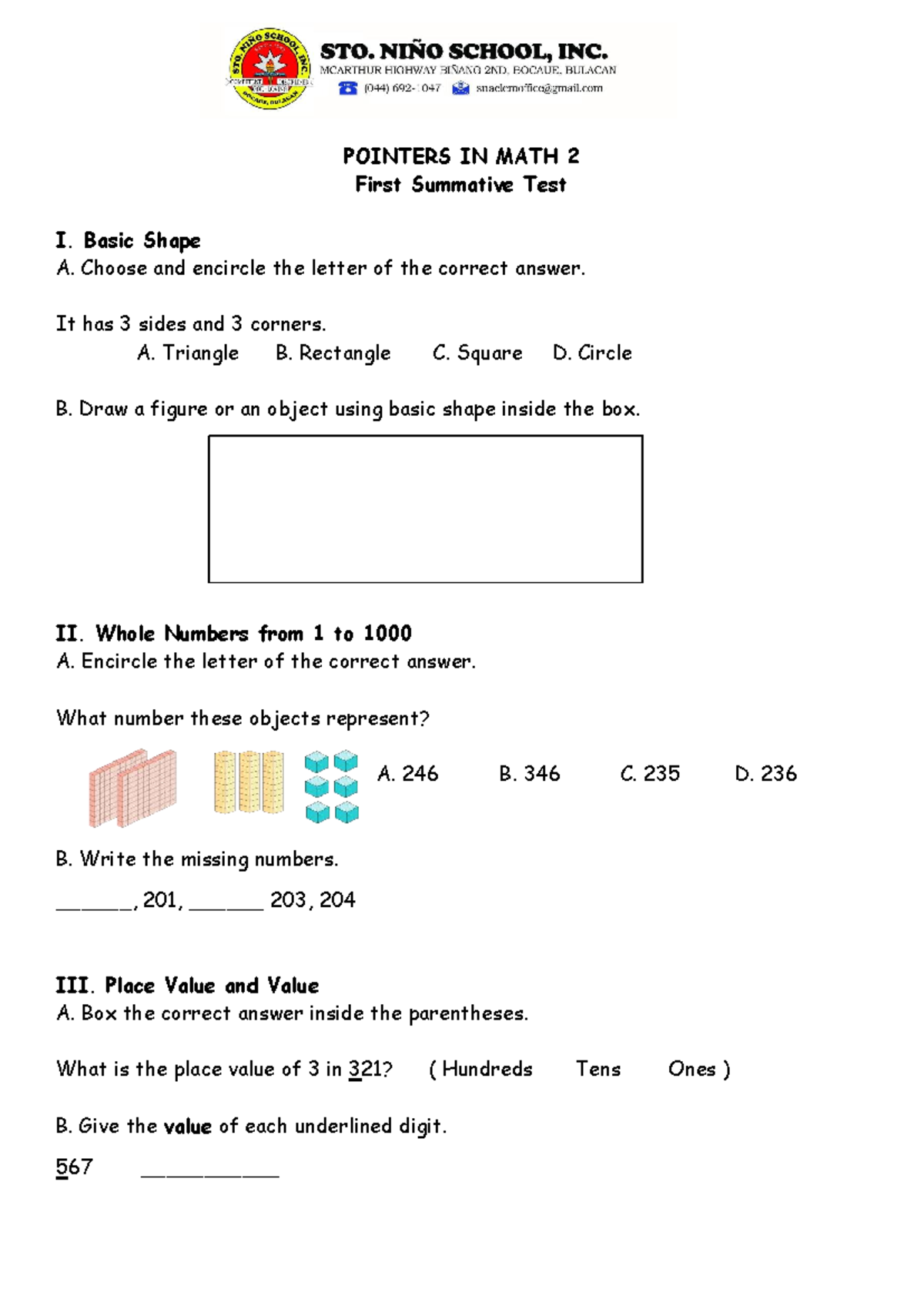 MATH 2 - First Quarter Reviewer: Pointers for Summative Test - Studocu