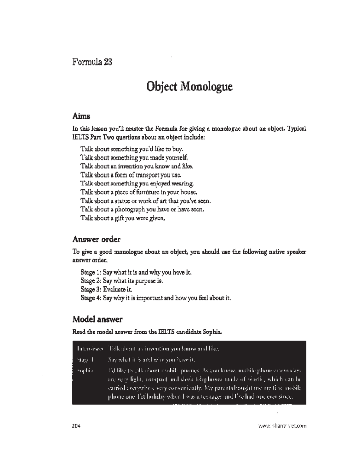 IELTS Speaking: Formula for Object Monologue (Lesson 82) - Studocu