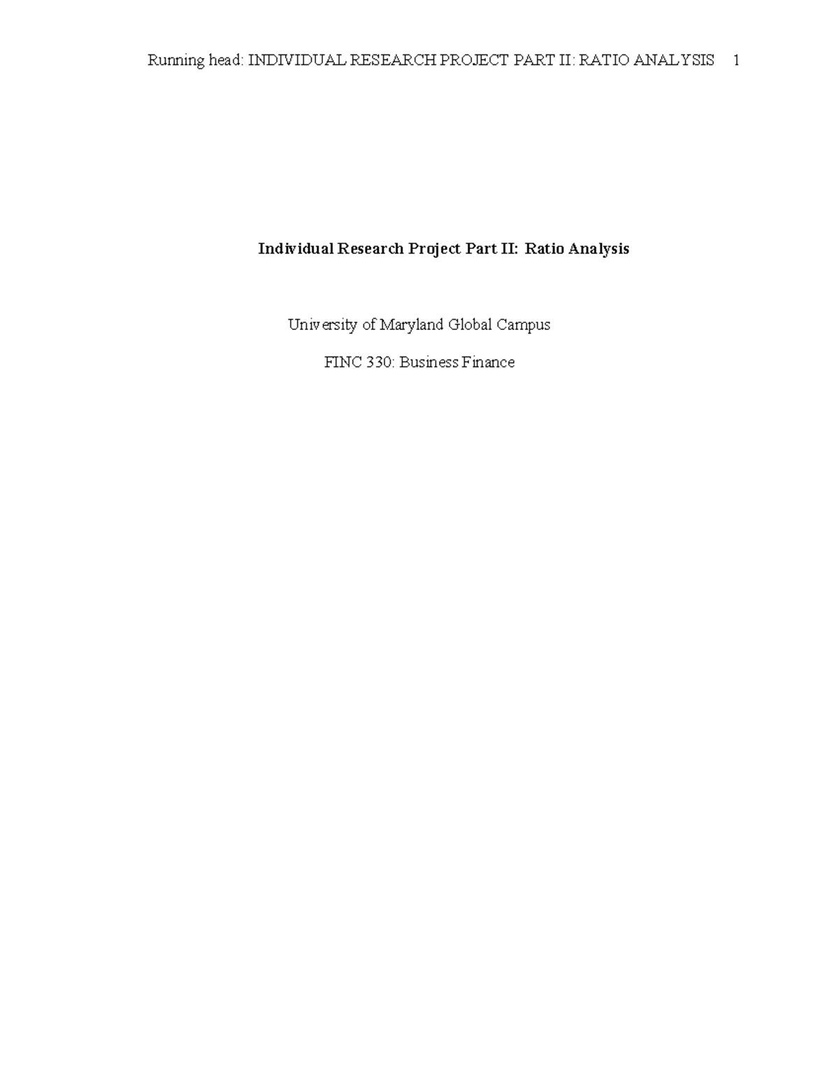 Market Ratios Analysis & Stock Valuation: FINC 330 Research Project ...