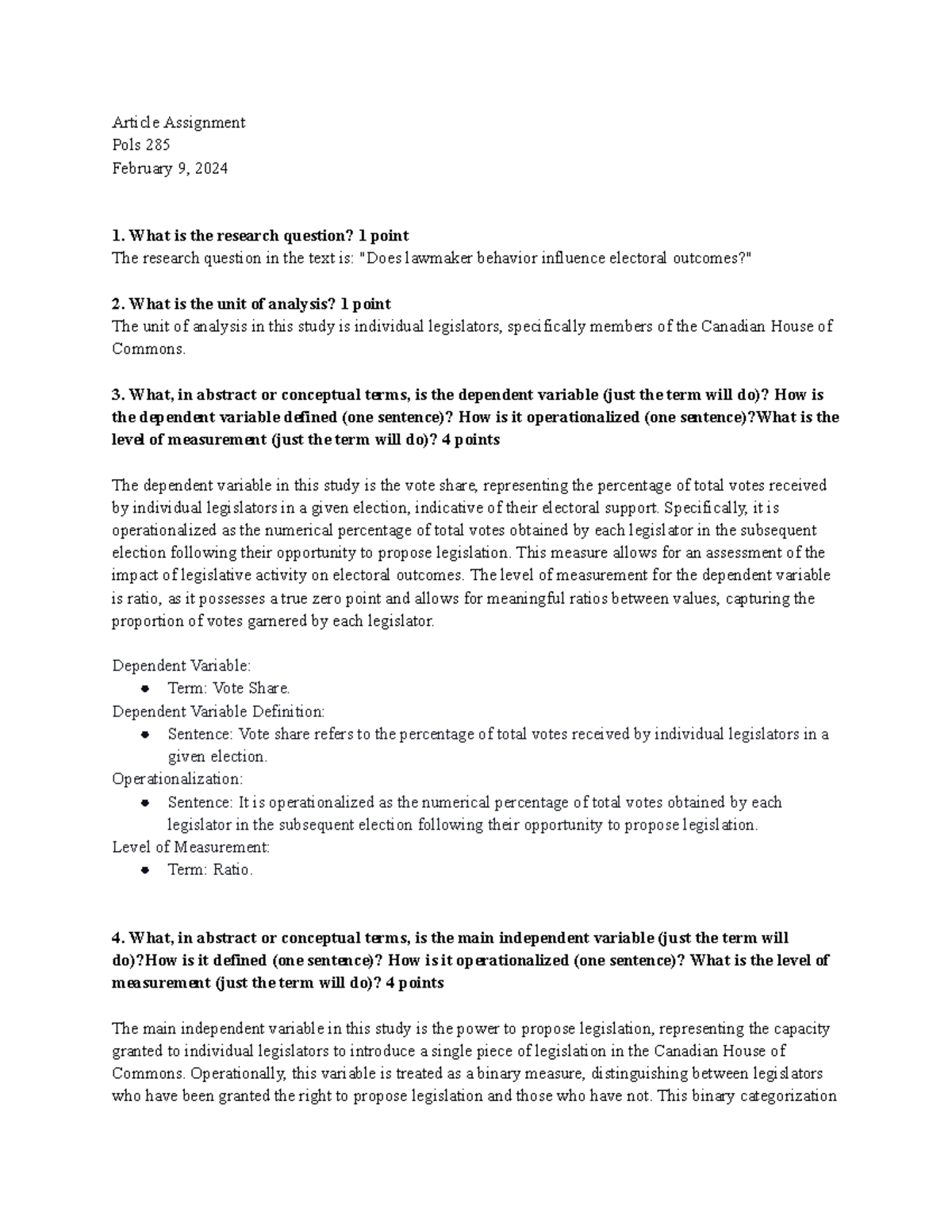 Article Assignment - Article Assignment Pols 285 February 9, 2024 What ...