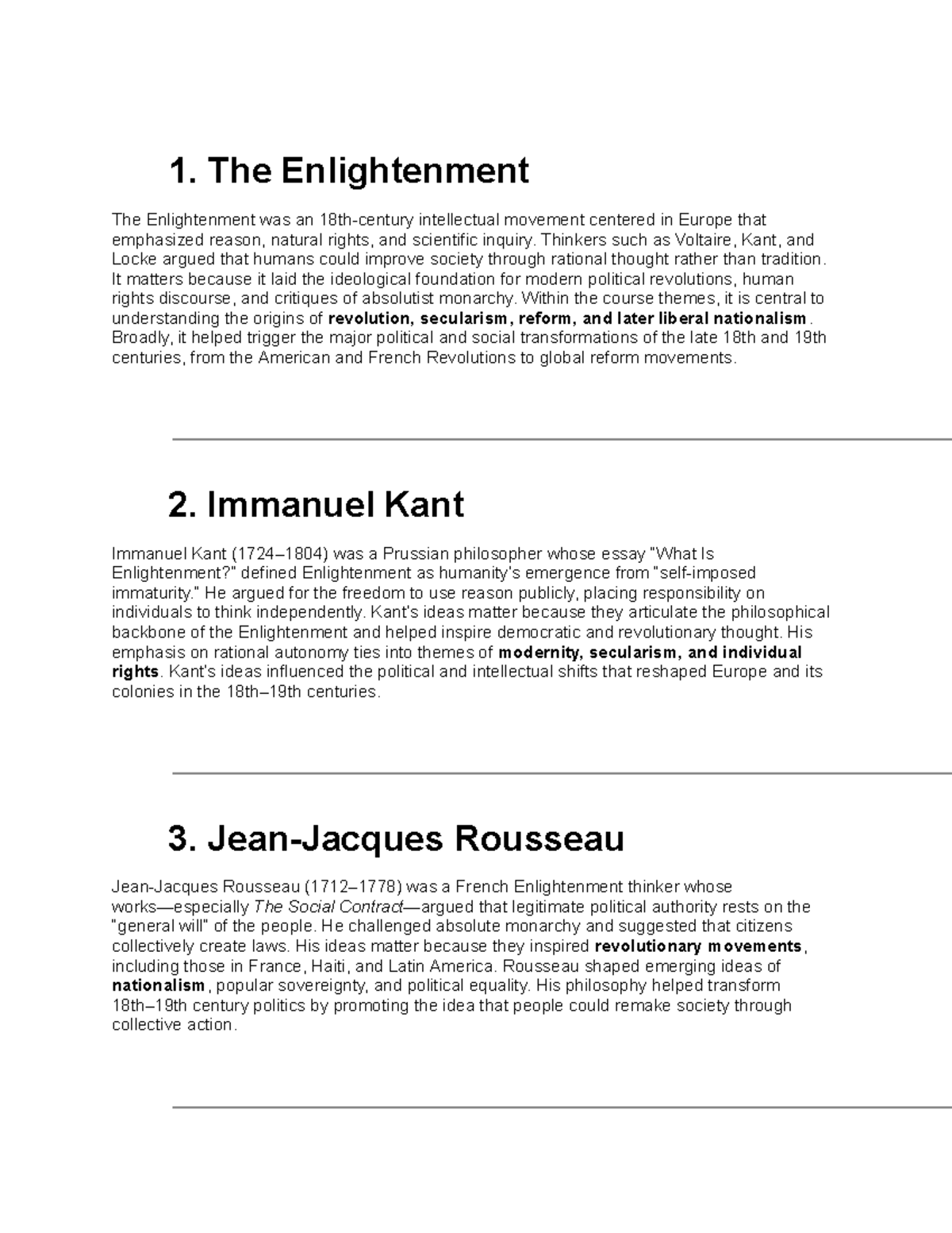 Enlightenment Thinkers and Their Impact on Society - Studocu