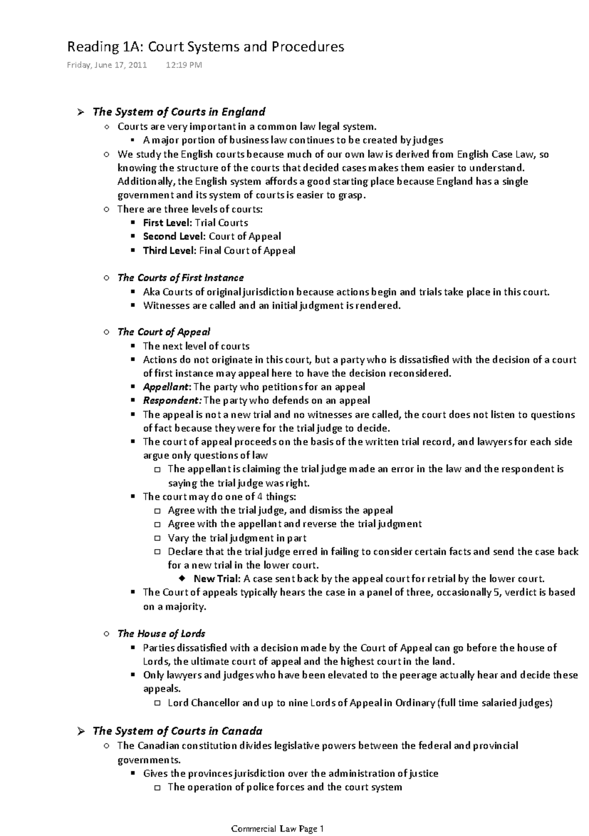 Summary - lecture notes, summaries for every case assigned (sometimes 3 ...