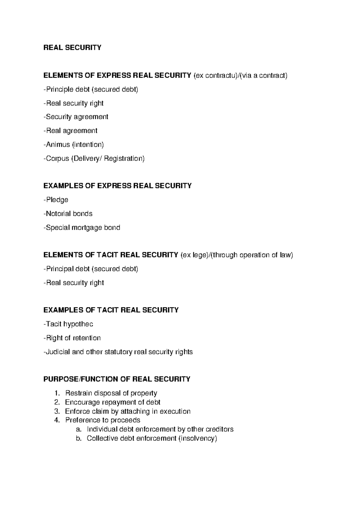 REAL Security (ALL) - Lecture Notes on Law of Things and Contracts ...