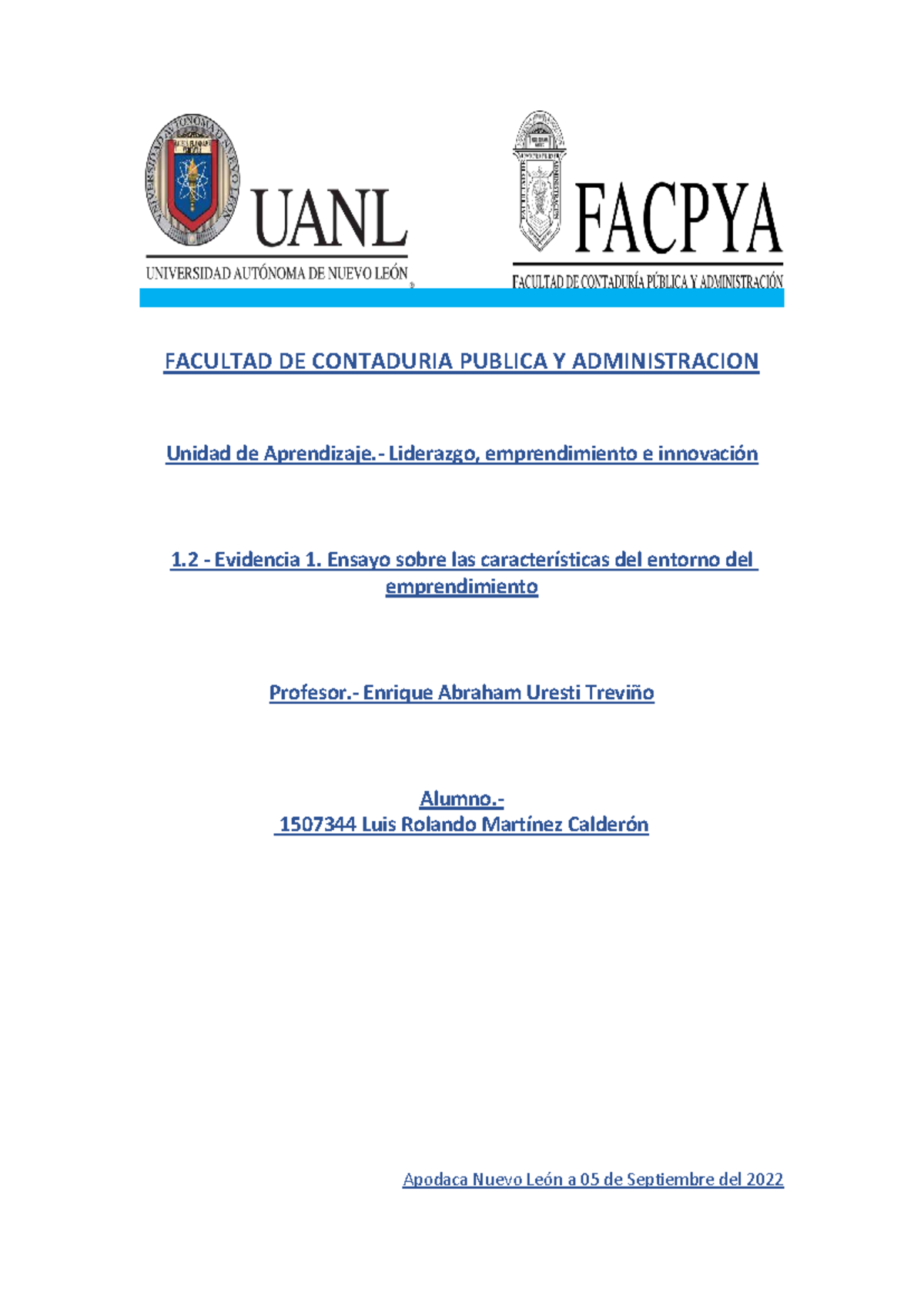 FACULTAD DE CONTADURIA PUBLICA Y ADMINISTRACION - Ensayo sobre el ...