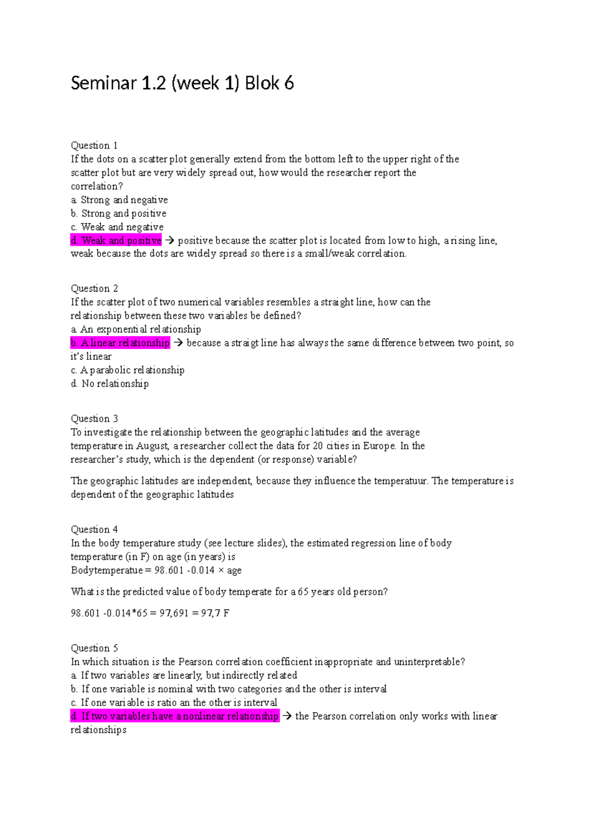 Seminar 1.2 - Intro to Statistical Methods & Data Analysis - Studeersnel