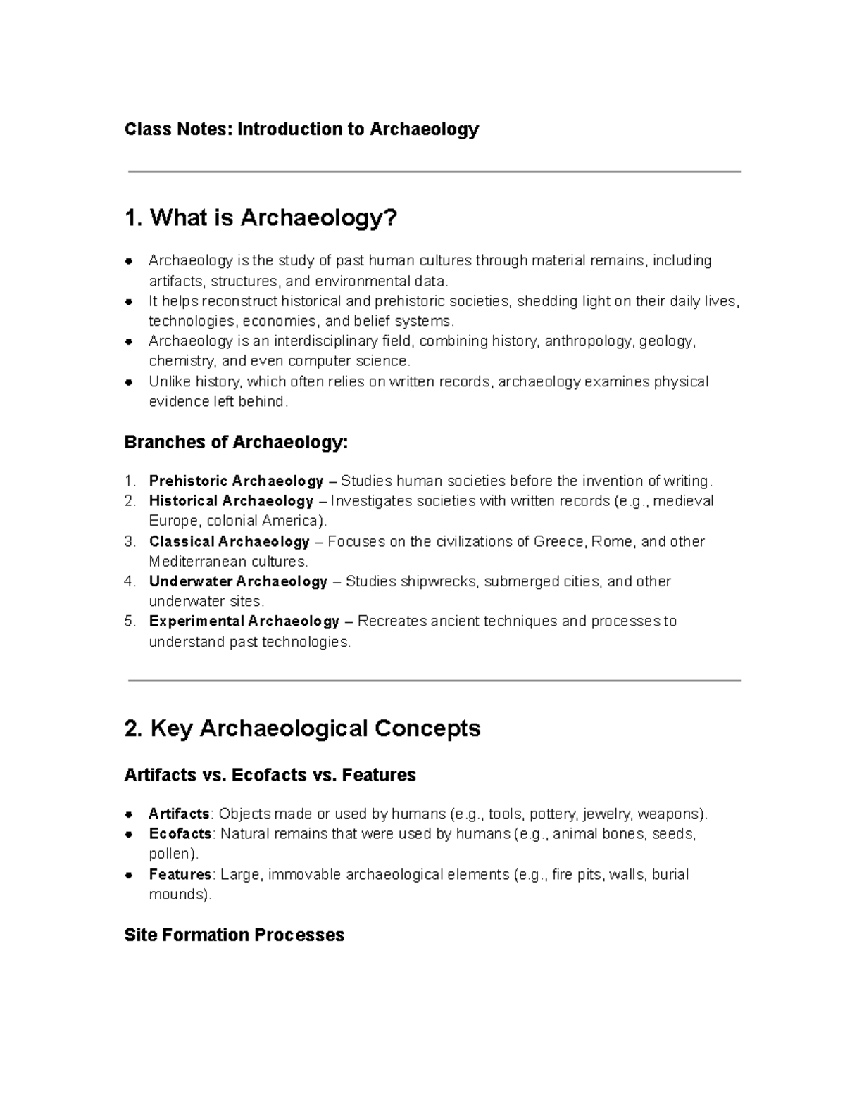 Introduction to Archaeology Class Notes (ARC 101) - Studocu