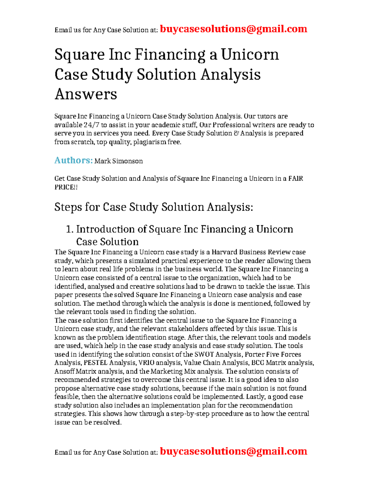 Case Study Analysis & Solutions for Square Inc Financing a Unicorn ...