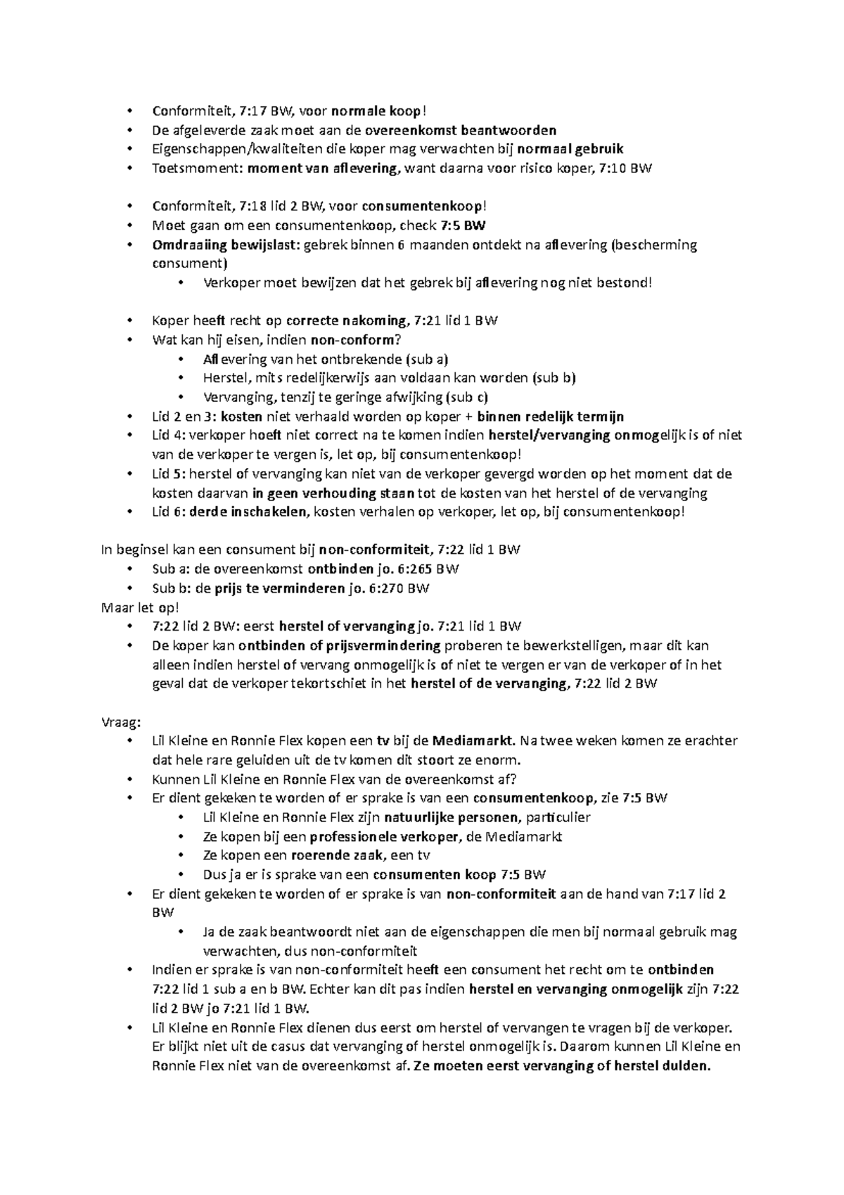Conformiteit in Consumentenkoop: Analyse van 7:17 t/m 7:22 BW - Studeersnel