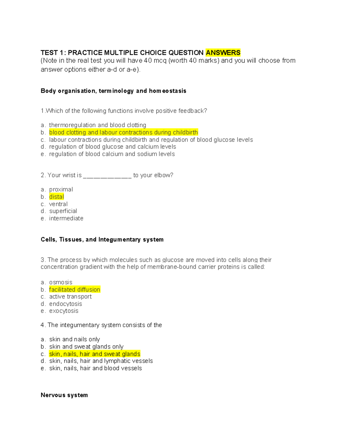2025 BIO 101 Midterm Practice Test 1 MCQ Answers - Studocu