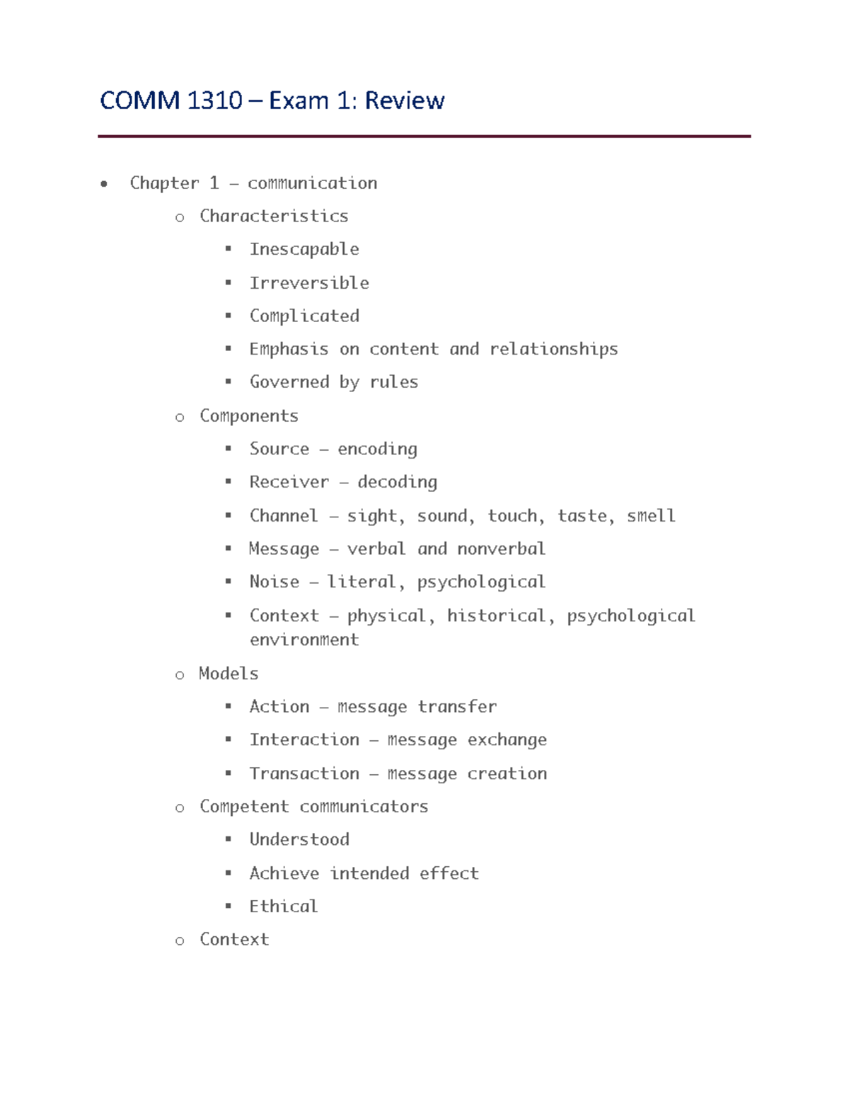 COMM 1310 exam 1 review - Warning: TT: undefined function: 32 COMM 1310 ...