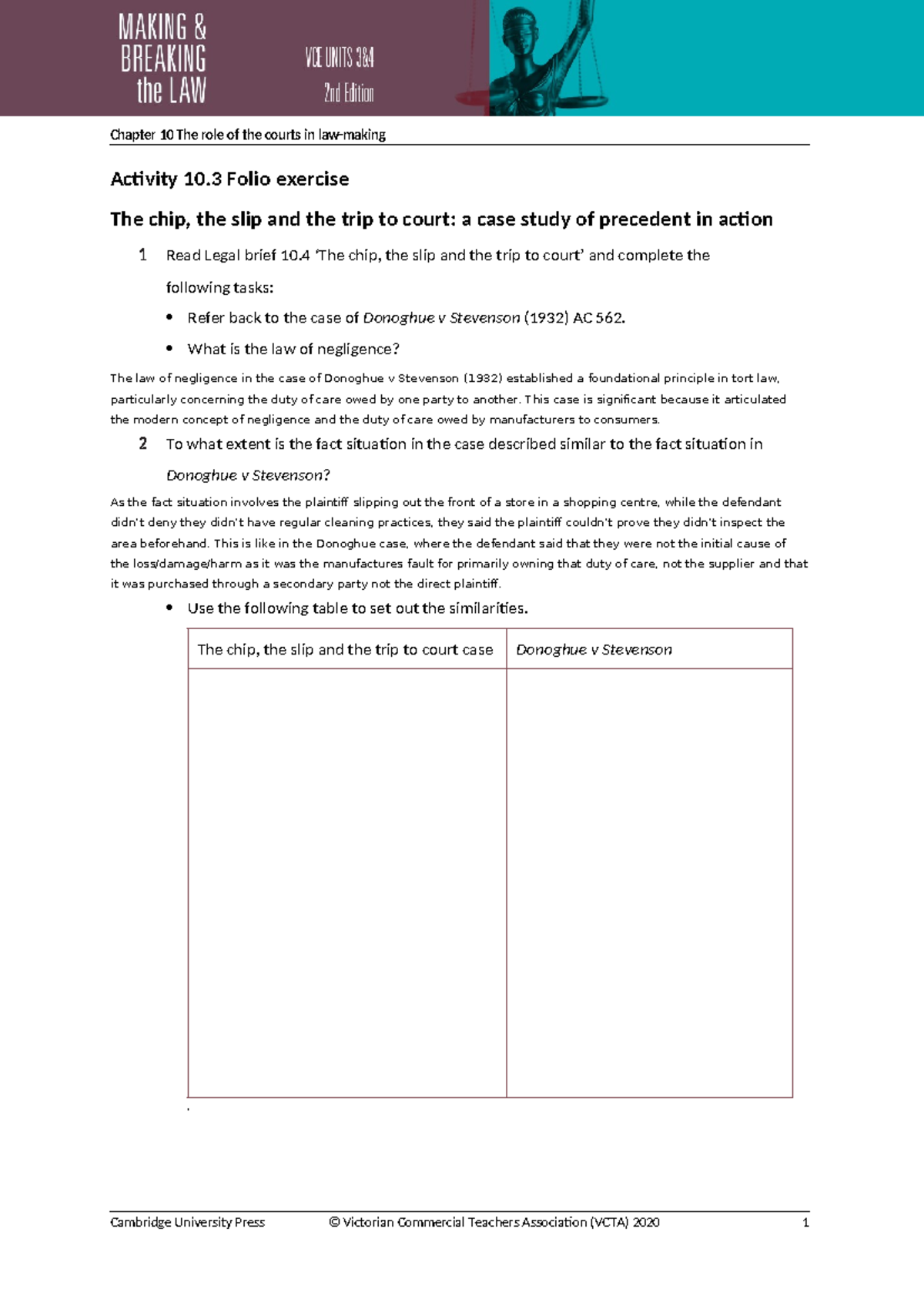 Donoghue v Stevenson Case Study: Legal Precedent Exploration - Studocu