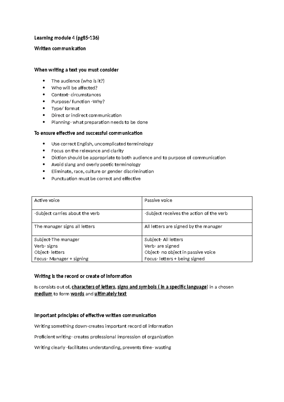 Module 1 - Principles of Effective Business Communication - Studocu