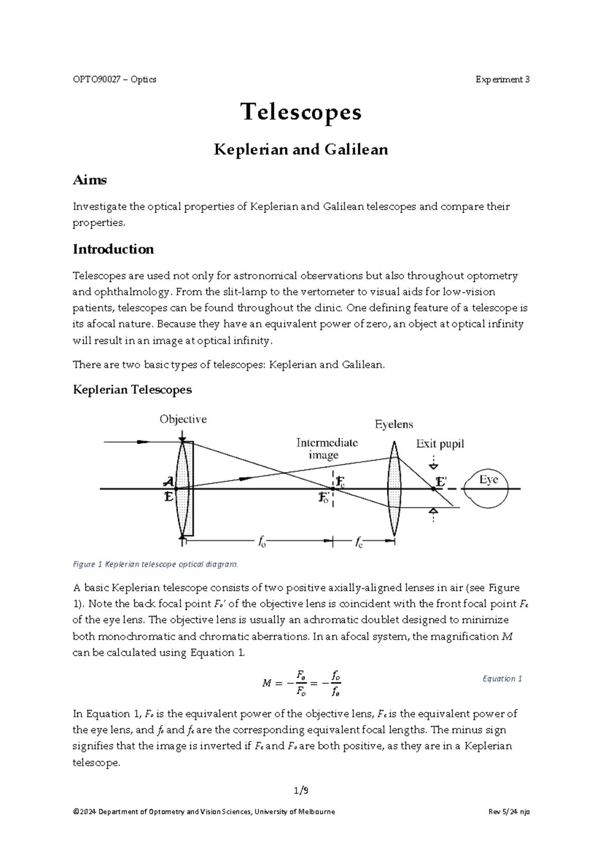 Ergonomics of optical design (AJA)-1 - OPTO90027: Optics Ergonomics of ...