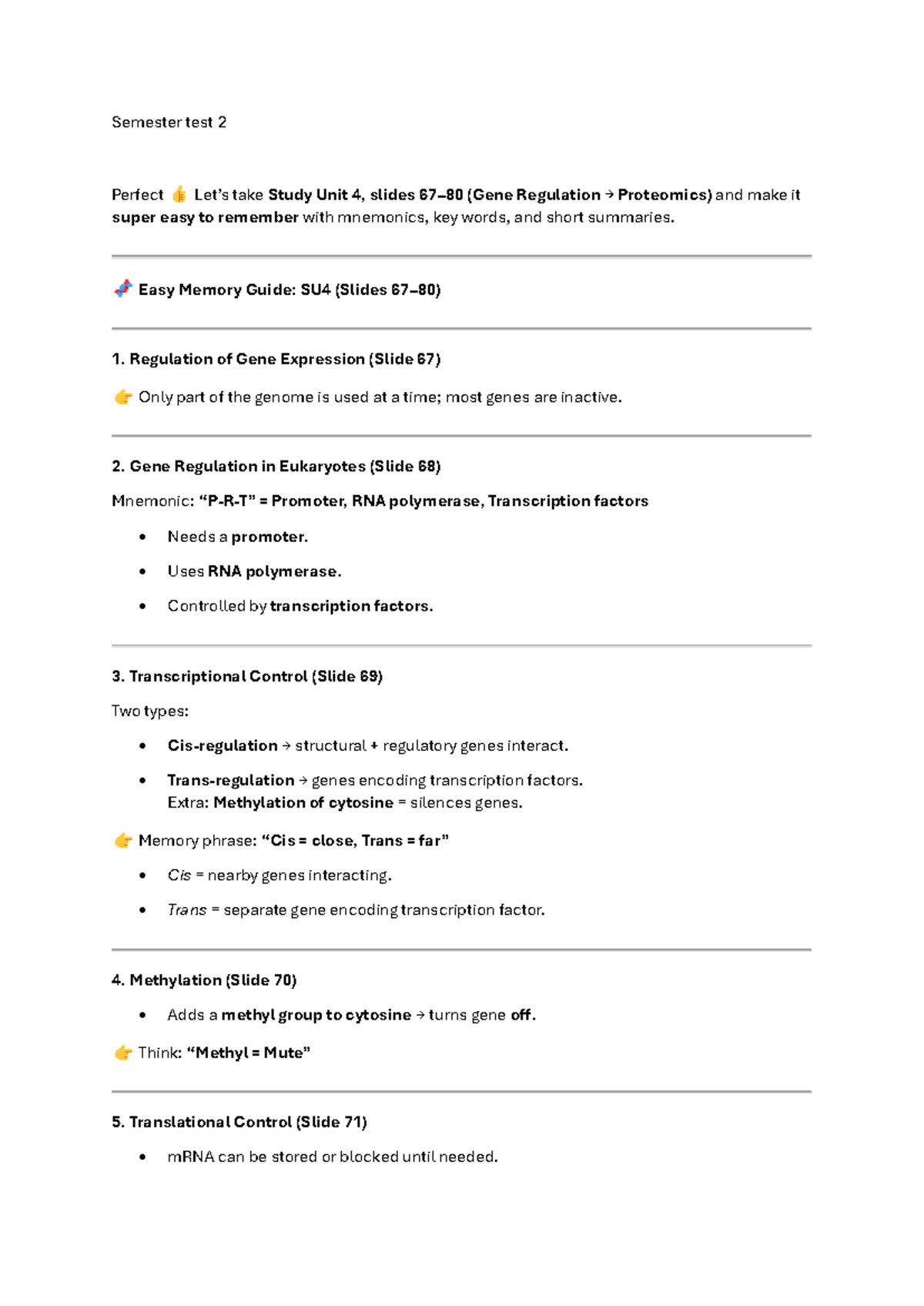 Drkn Semester Test 2 & Practical 4 Study Guide: Gene Regulation ...