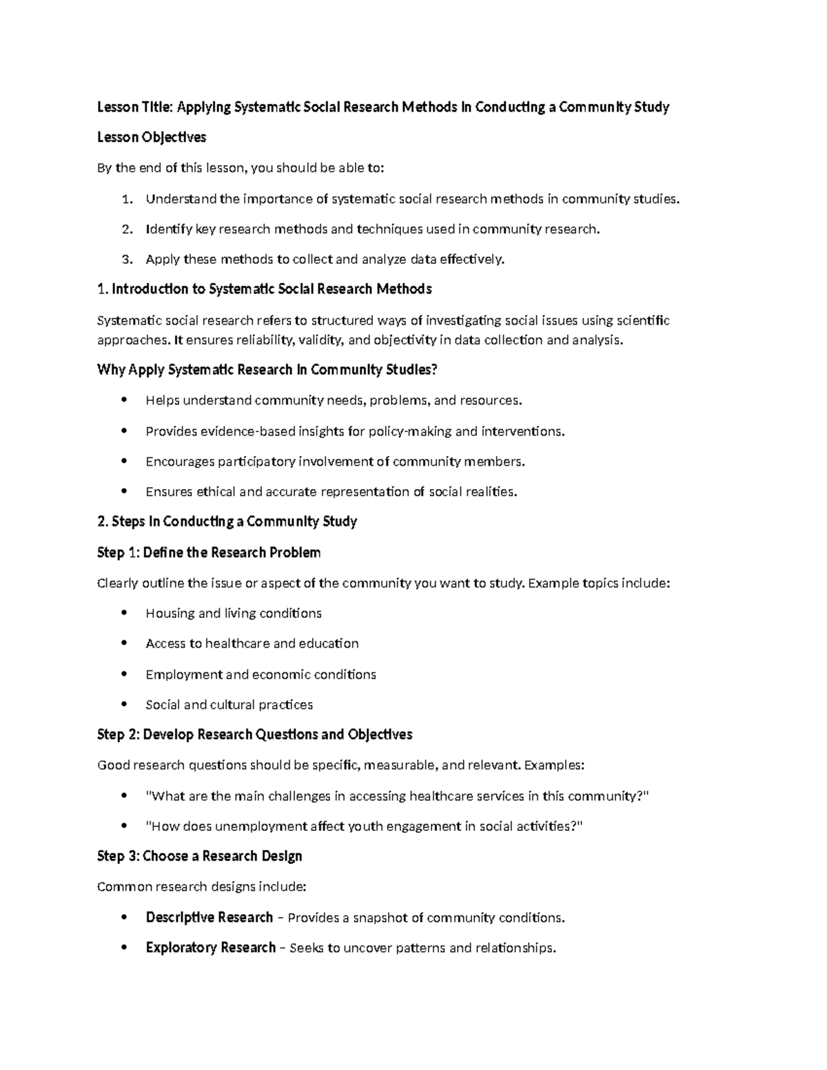 ENGR 301: Systematic Research Methods for Community Engagement Lesson ...