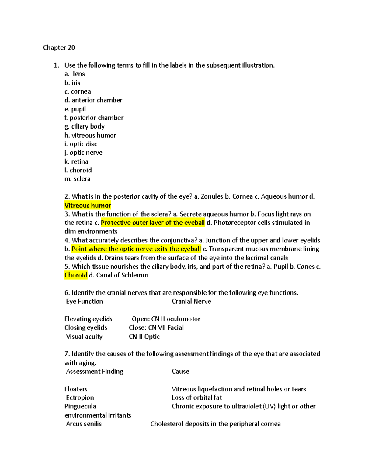 Nursing Insights: Chapters 20 & 21 - Eye and Ear Assessment Notes - Studocu