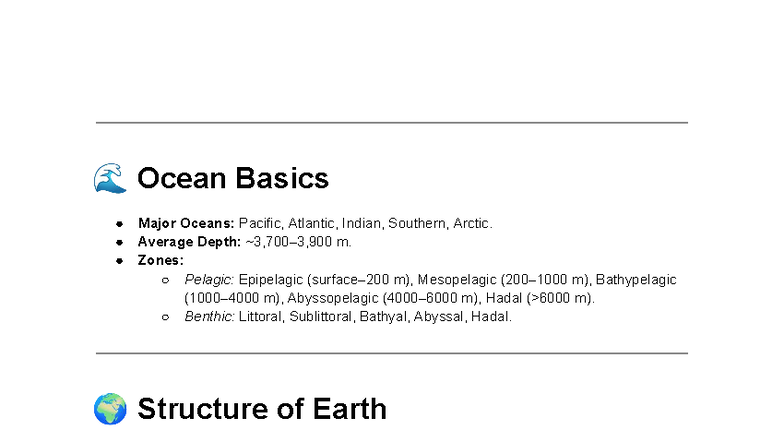 Oceanography (OCE101) Final Exam Notes: Key Concepts & Principles - Studocu