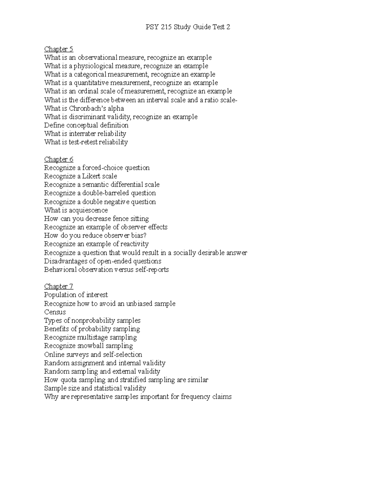 PSY 215 Study Guide: Test 2 Overview for Chapters 5-7 Concepts - Studocu