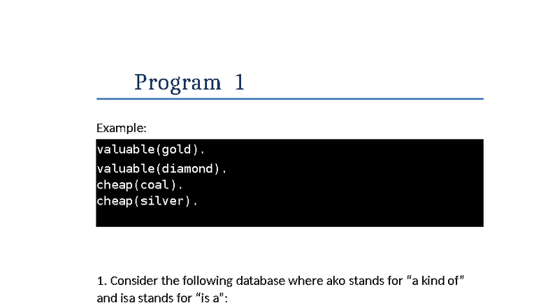 Program 1: Database Queries on Objects and Their Properties - Studocu