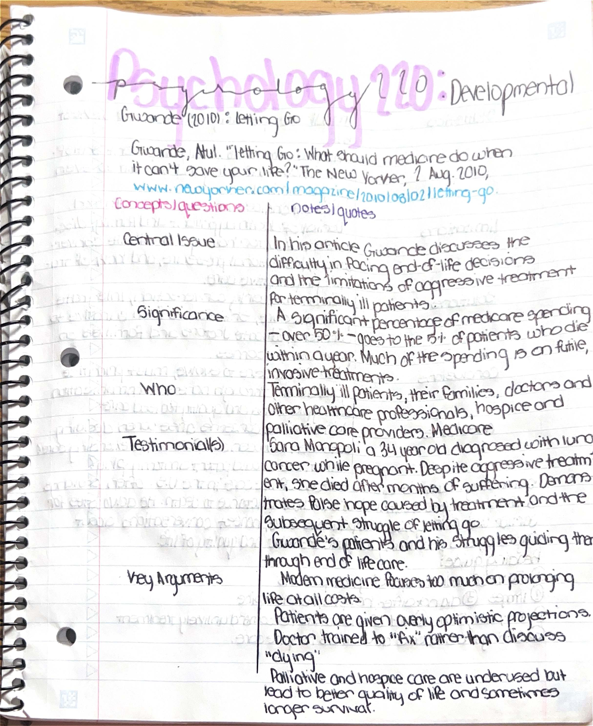 Psy 220 Final Exam Notes: Gawande's Insights on Medicine and Care - Studocu
