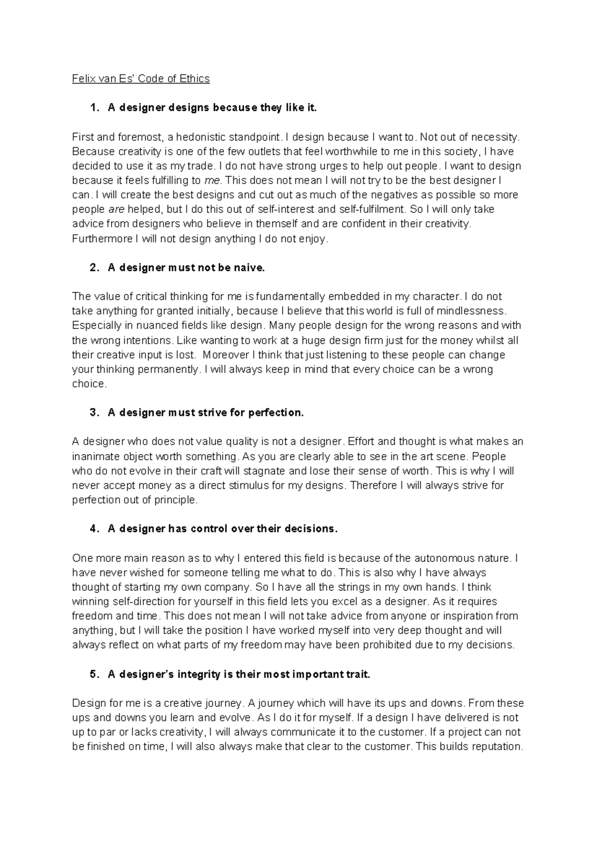 Design Ethics: A Personal Reflection on Creativity and Integrity ...