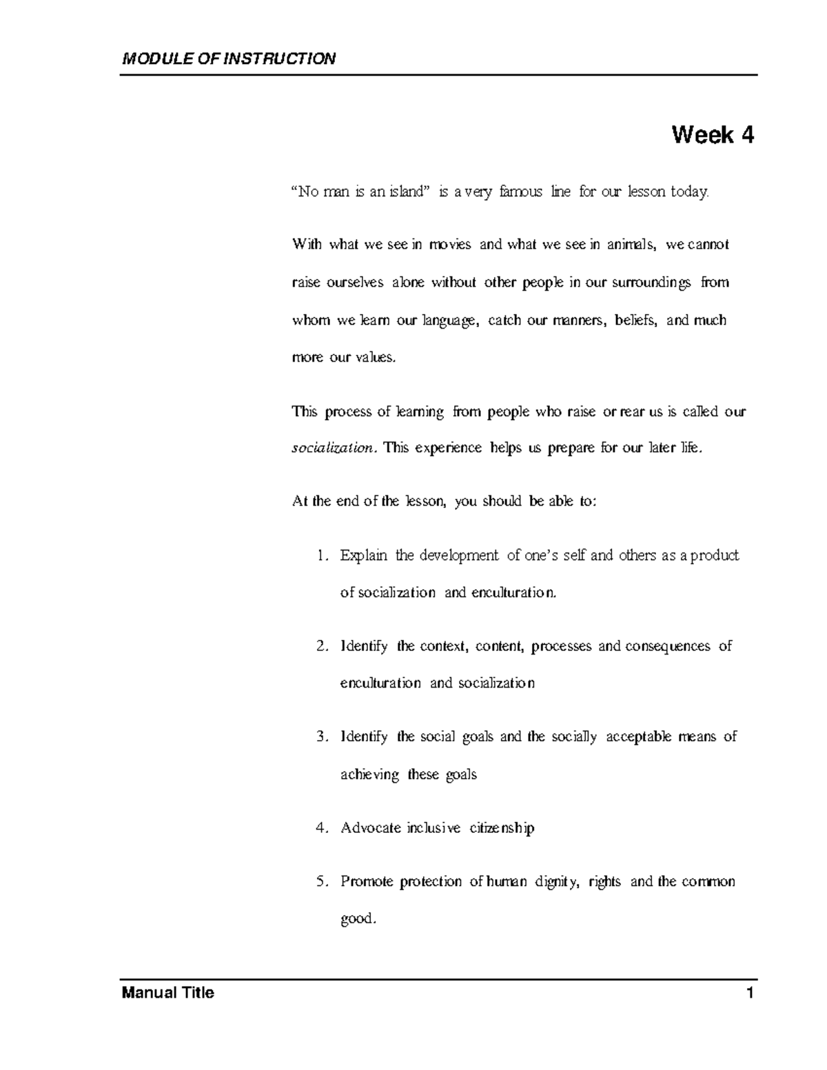 SOC101 Week 004: Socialization and Its Impact on Identity and Values ...