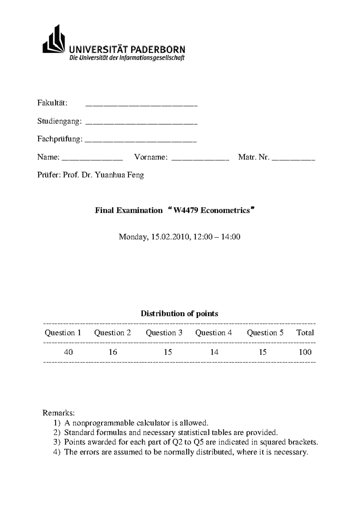 W4479 - WS2009-10 Final Exam Review: Econometrics Concepts and Tests ...