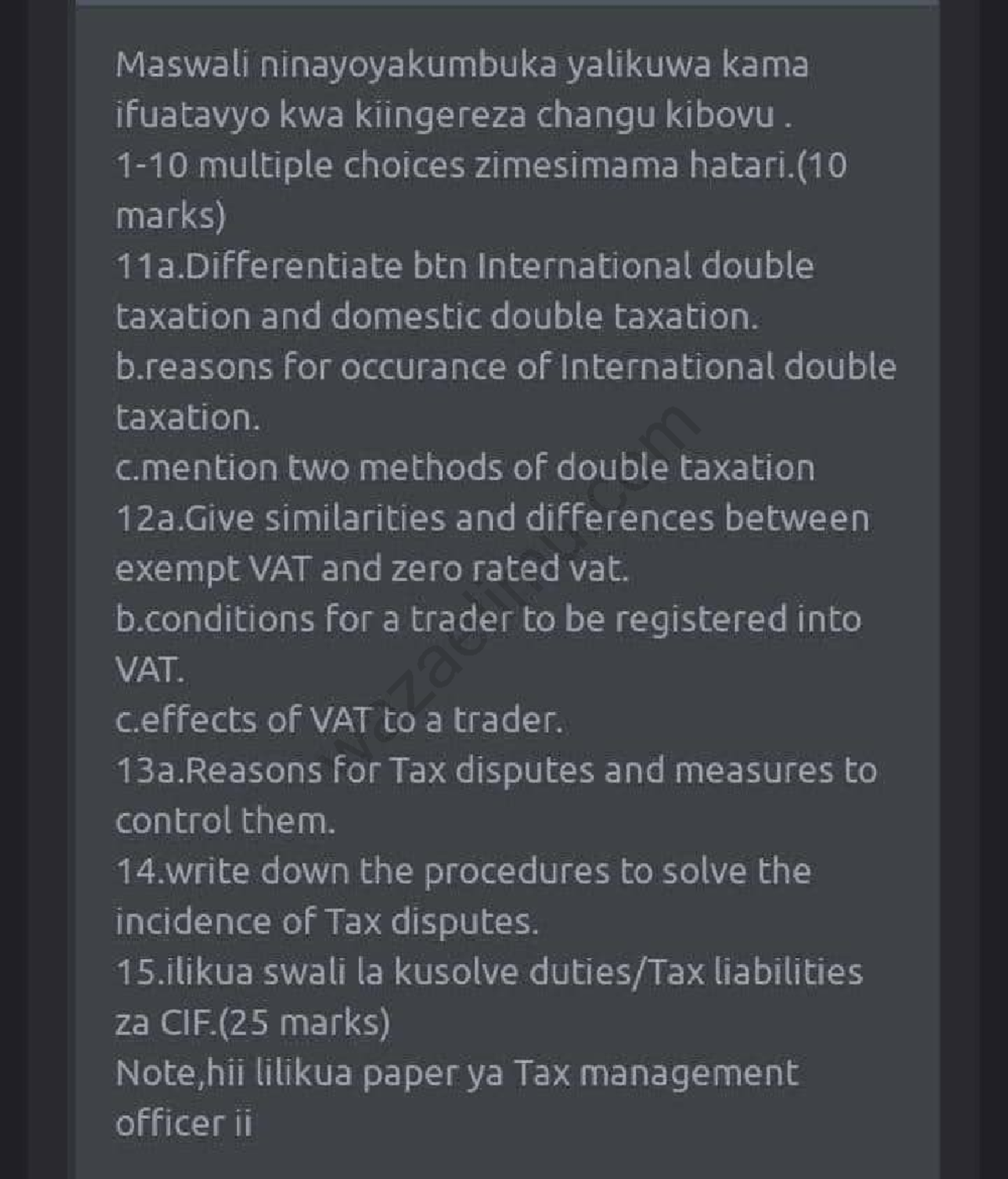 TRA Questions - Tax Management Officer II Exam Review (10 Marks) - Studocu