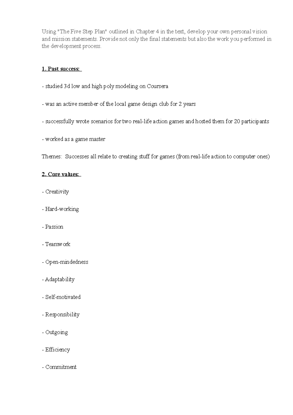 Week 4 Reflection: Personal Vision & Mission Statements Development ...