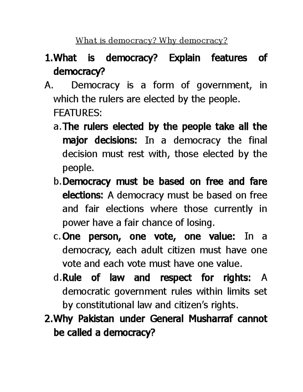 Democracy Overview: Key Features and Challenges Explained - Studocu