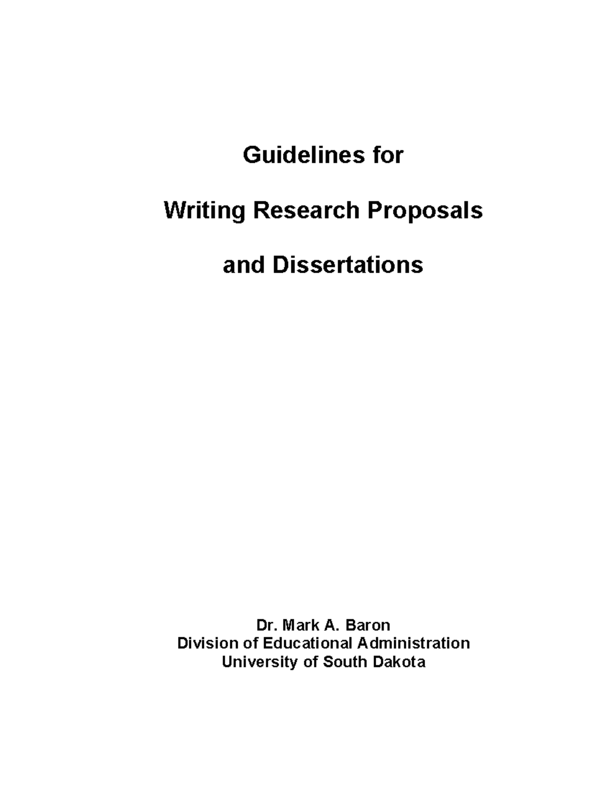 Dissertation Guidelines: Writing Research Proposals (EDAD 701) - Studocu
