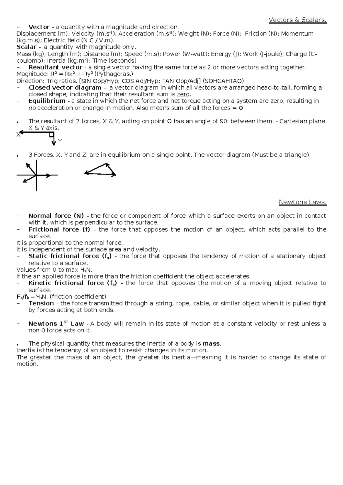 Vectors and Scalars: Key Concepts and Definitions - Studocu