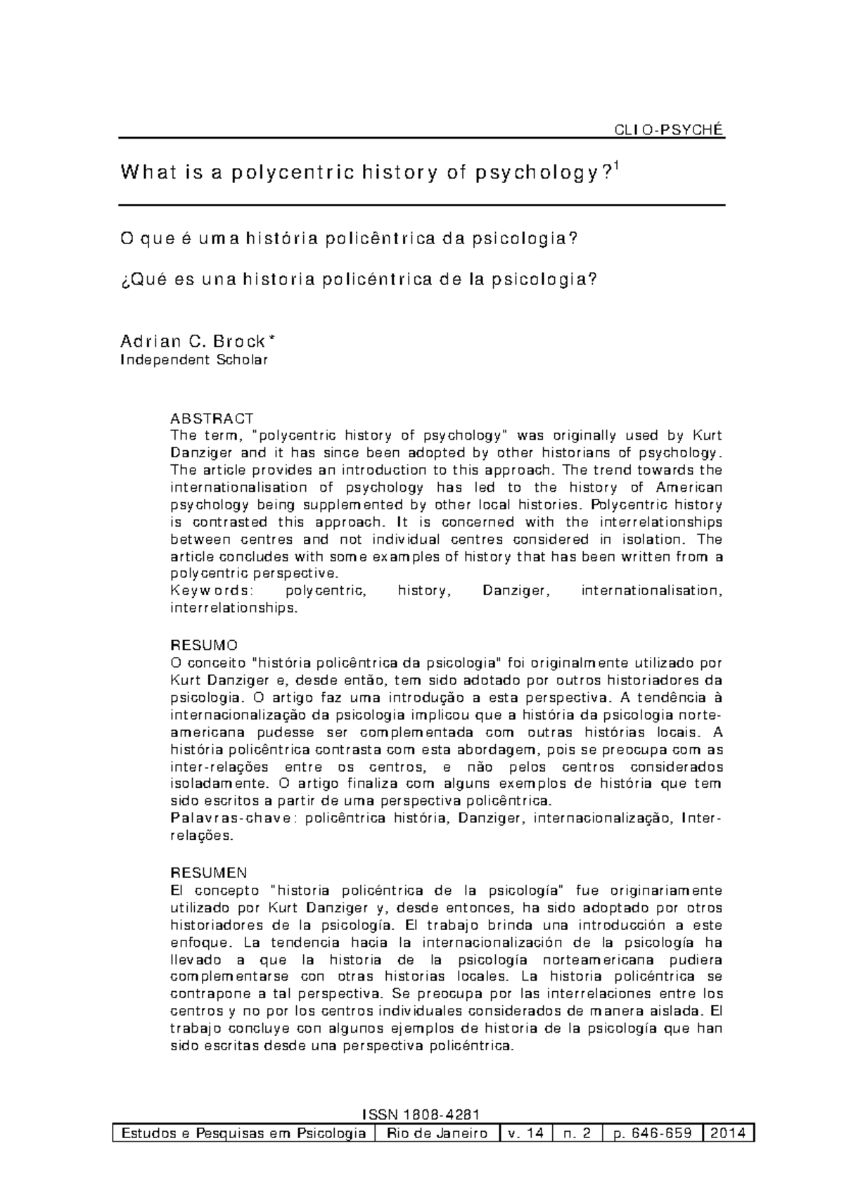 Polycentric Approach in the History of Psychology: An Overview - Studocu