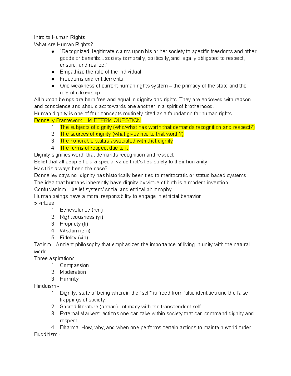 Intro to Human Rights - Comprehensive Lecture Notes for 2022-2023 - Studocu