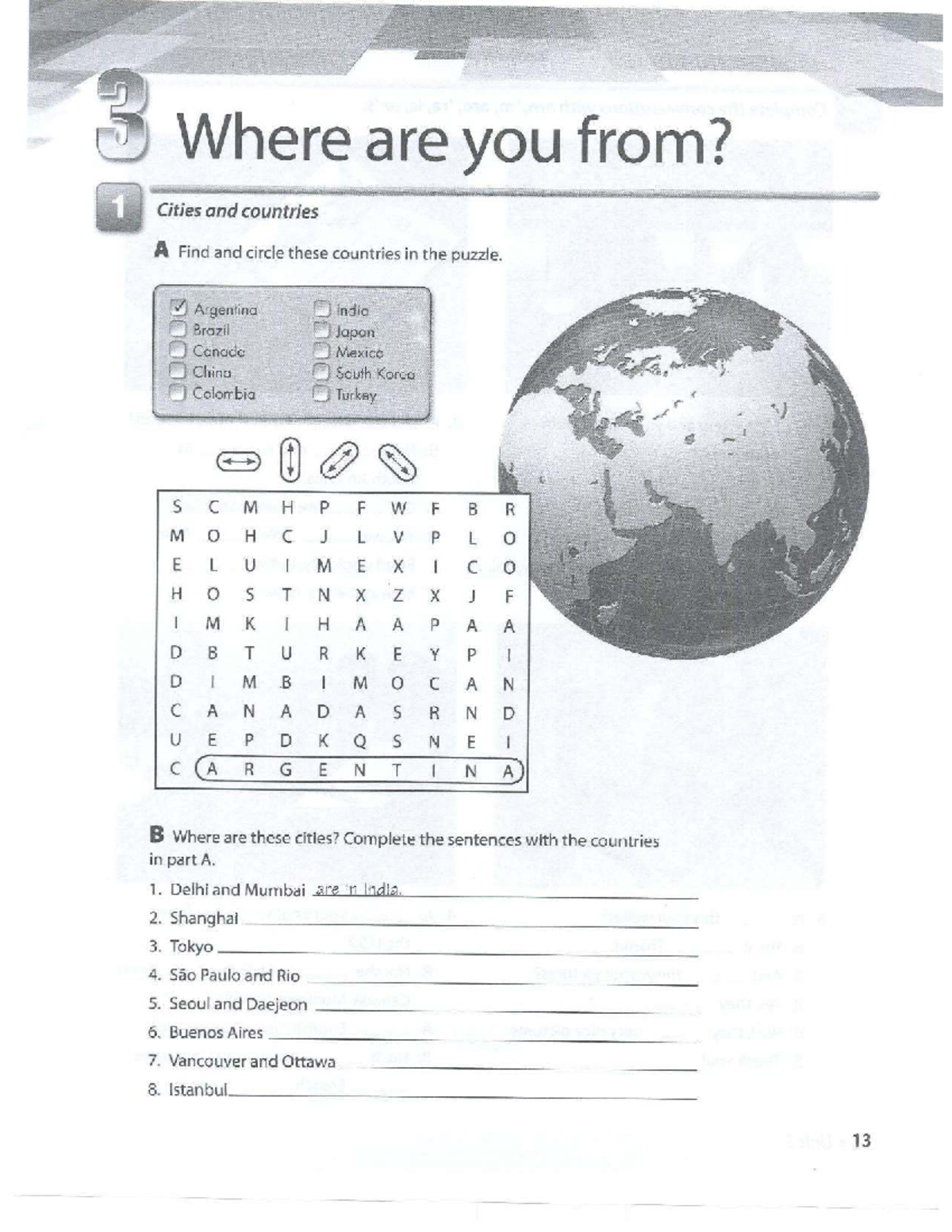 Workbook - Unit 3: Where Are You From? - Language Exercises - Studocu